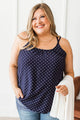 Midnight Sanctuary Polka Dot Tank Top- Navy