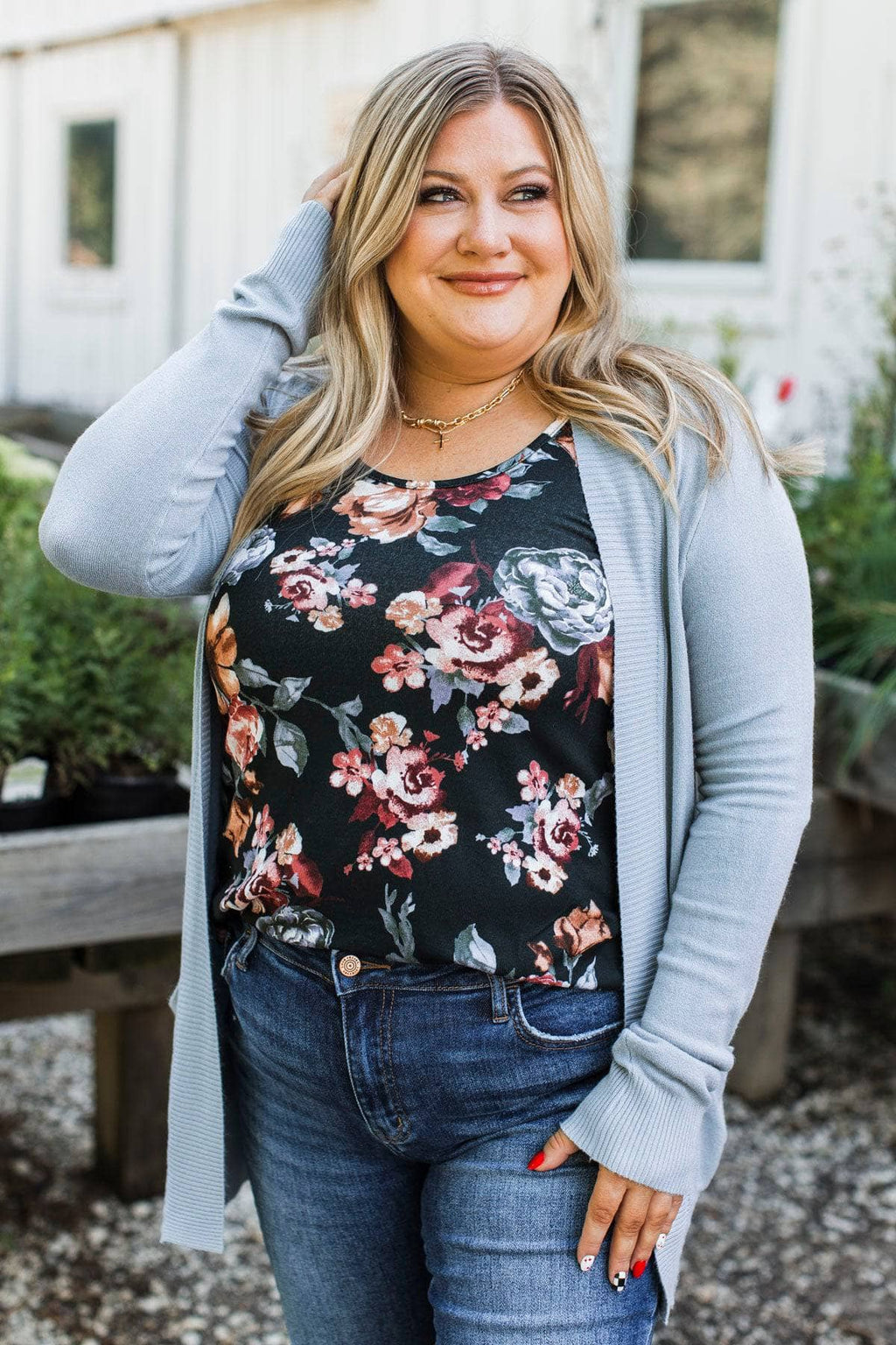 Comfortable With Myself Knit Cardigan- Dusty Blue