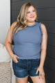 Summers By The Sea Ruffle Tank Top- Light Navy