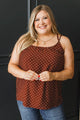 Midnight Sanctuary Polka Dot Tank Top- Dark Rust
