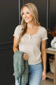 Paying Attention Short Sleeve Pointelle Top- Oatmeal