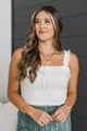 Lost In The Glow Ruffle Tank Top- Ivory