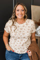 Genuine Feelings Floral Pointelle Top- Ivory & Camel
