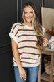 Enjoy Today Striped Knit Dolman Top- Ivory & Caramel