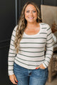 All In Balance Long Sleeve Striped Top- Ivory & Spruce