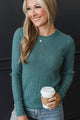 Chase Your Greatness Ribbed Sweater Top- Teal