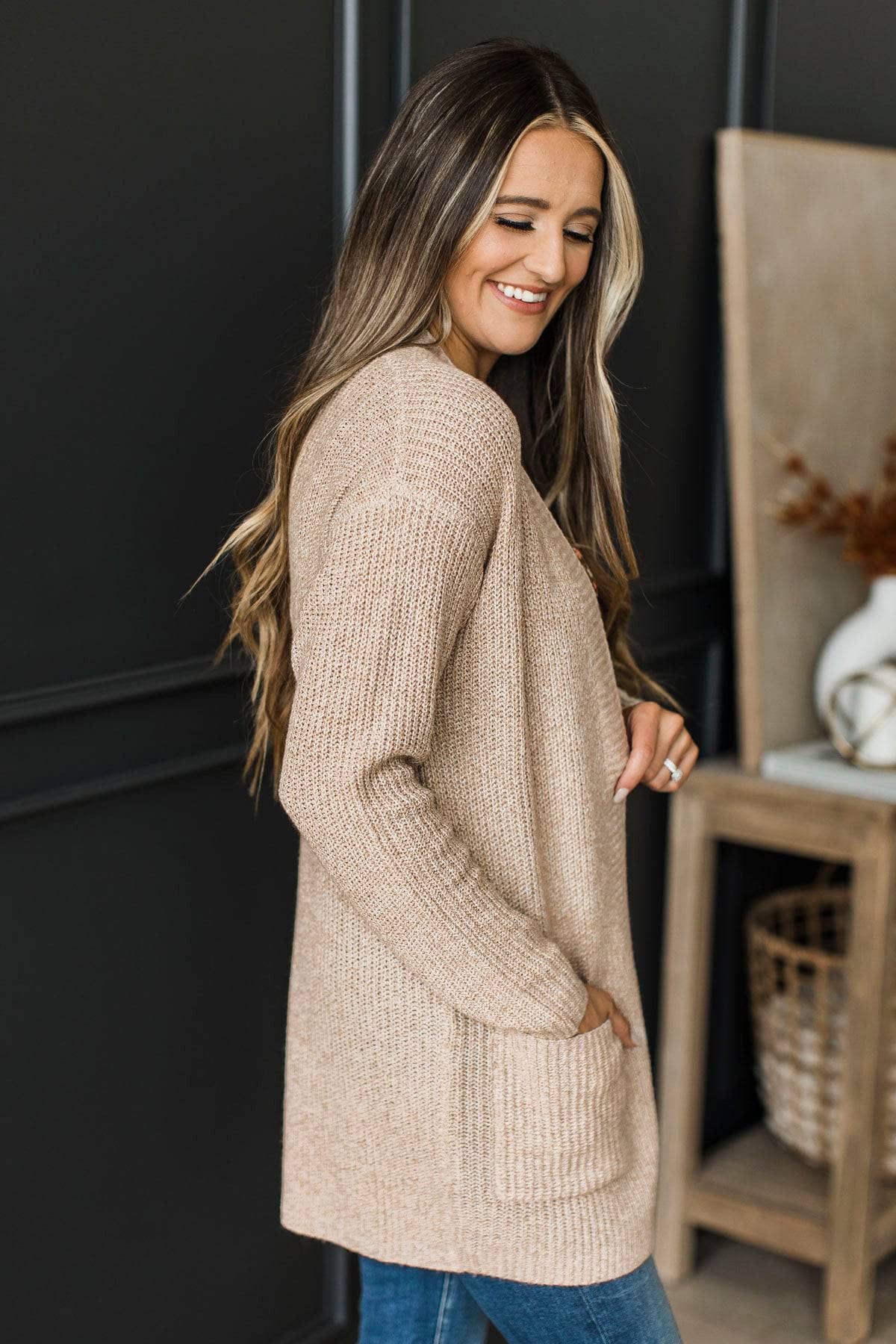Take Me Places Knit Cardigan- Light Beige