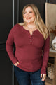 Endless Happiness Long Sleeve Henley Top- Burgundy