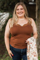 Hoping This Is Love Lace Tank Top- Saddle Brown