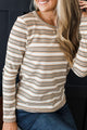 Create Your Reality Striped Long Sleeve Top- Cream & Taupe