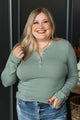 Endless Happiness Long Sleeve Henley Top- Dusty Aqua