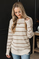 Love You Most Striped Knit Sweater- Cream
