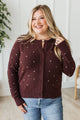 Found My Person Button Up Polka Dot Cardigan- Plum Raisin