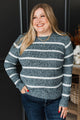 Everyday Miracles Striped Knit Sweater- Dark Teal