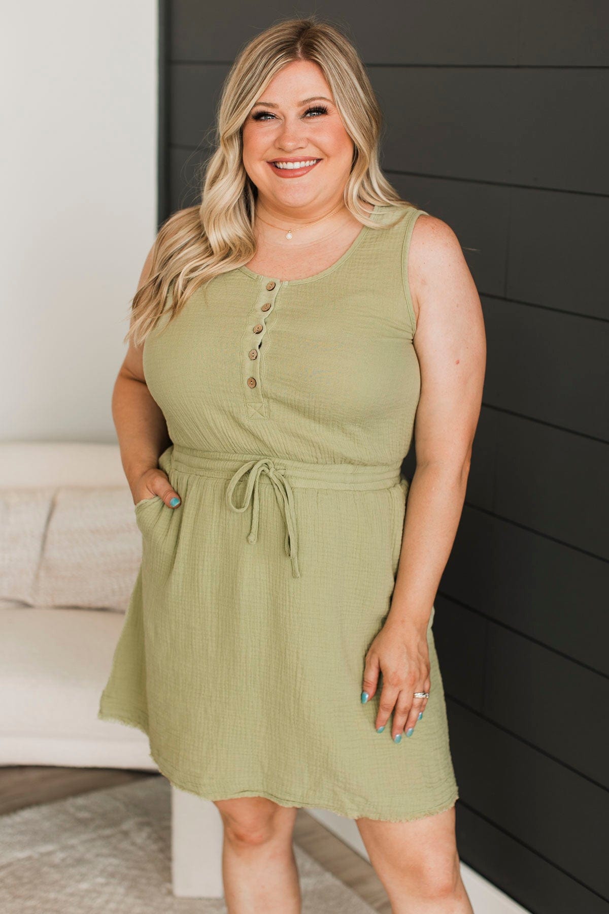 Changing Fate Cotton Dress- Light Olive Changing Fate Cotton Dress- Light Olive