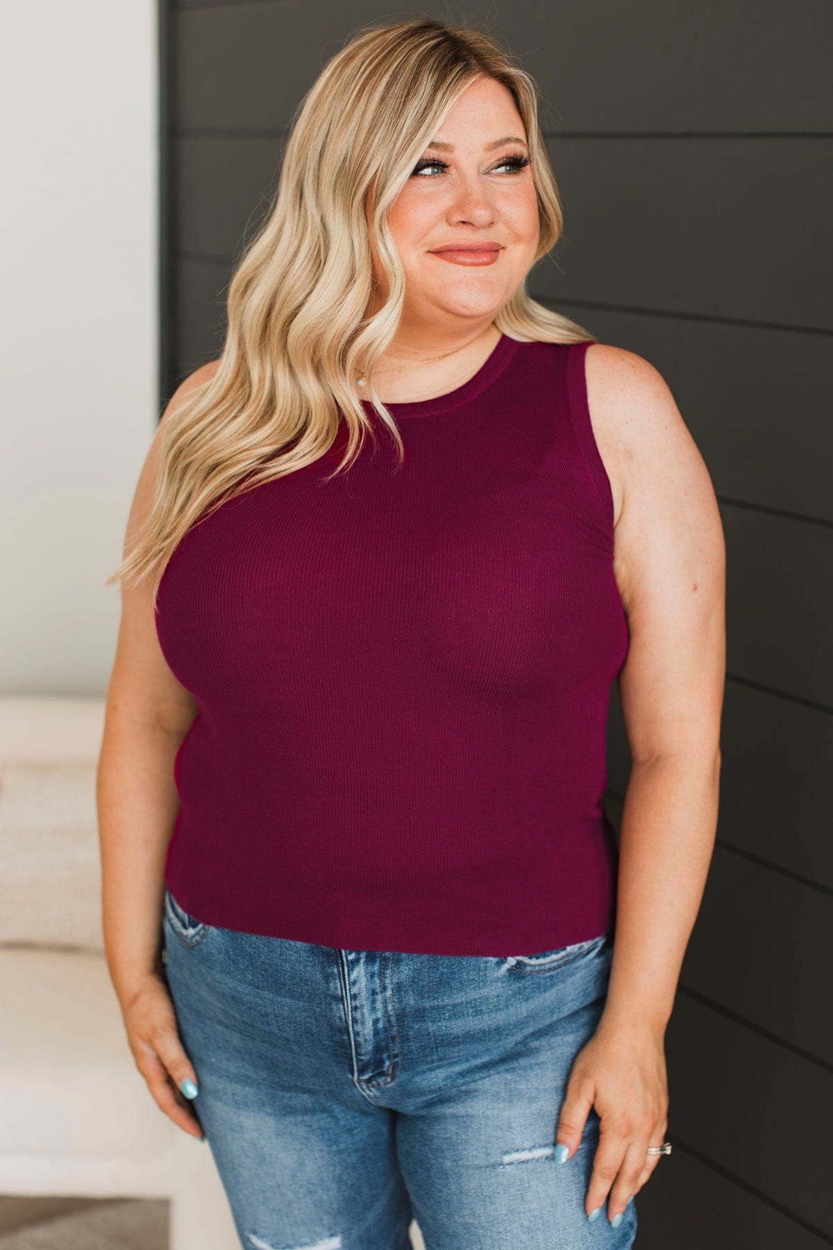A Perfect Day Ribbed Knit Tank Top- Dark Magenta – The Pulse Boutique