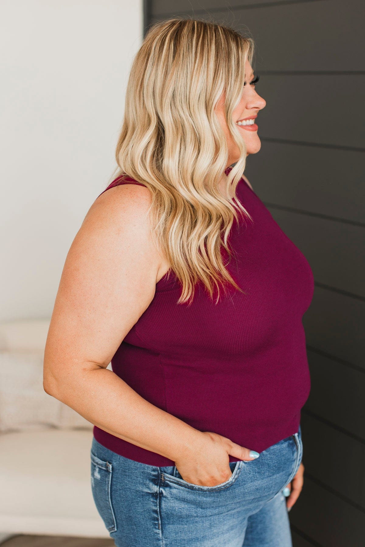A Perfect Day Ribbed Knit Tank Top- Dark Magenta – The Pulse Boutique