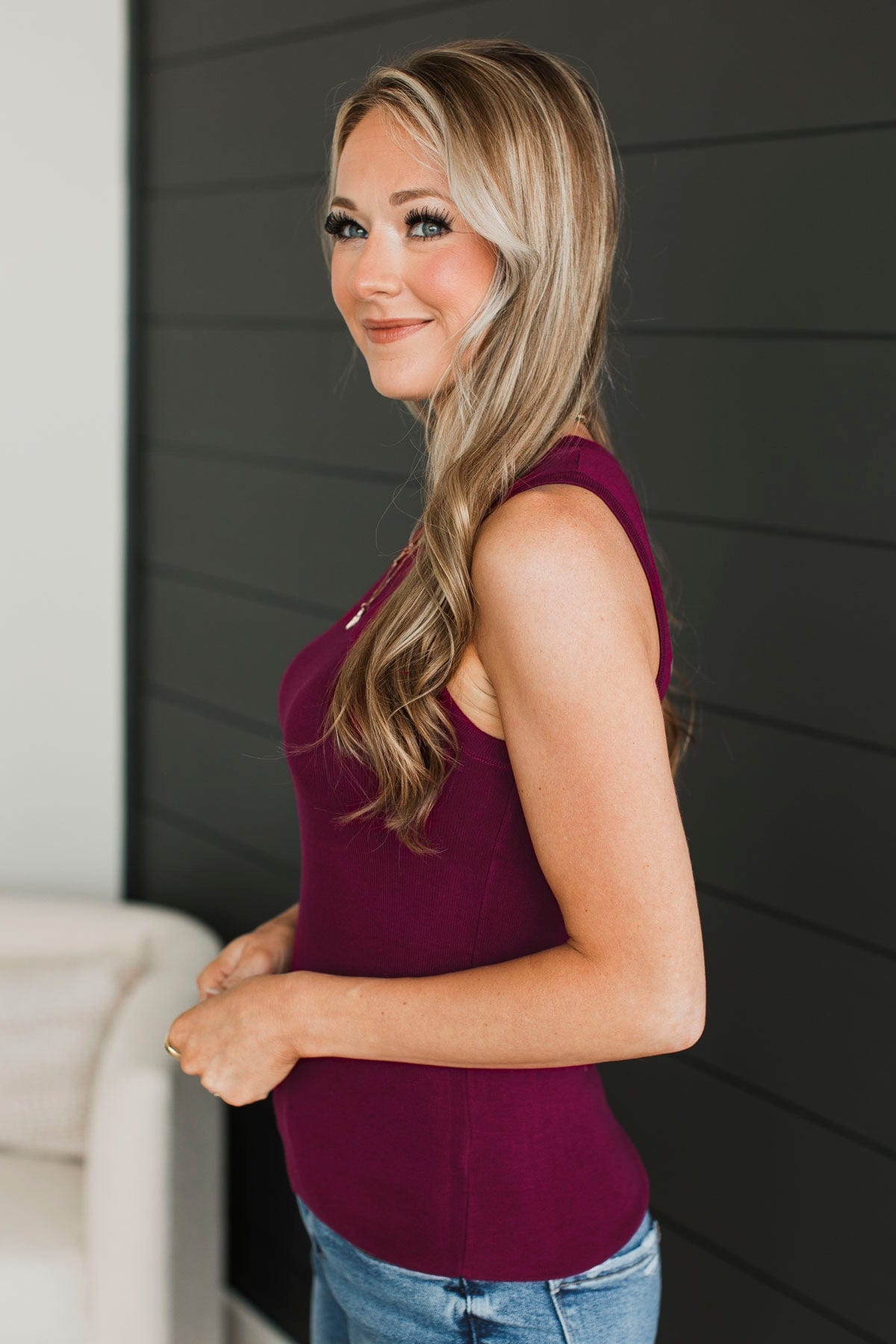 A Perfect Day Ribbed Knit Tank Top- Dark Magenta – The Pulse Boutique