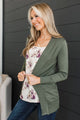 Sweet Devotion Open Front Knit Cardigan- Olive