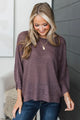 Two Halves One Heart Knit Sweater Top- Dusty Plum