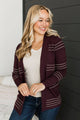 Keep In Mind Stitch Stripe Cardigan- Fig