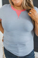 Sprinkles Of Delight Striped Contrast Top- Denim Blue & Pink