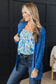 Effortless Perfection Pointelle Cardigan- Royal Blue
