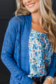 Effortless Perfection Pointelle Cardigan- Royal Blue