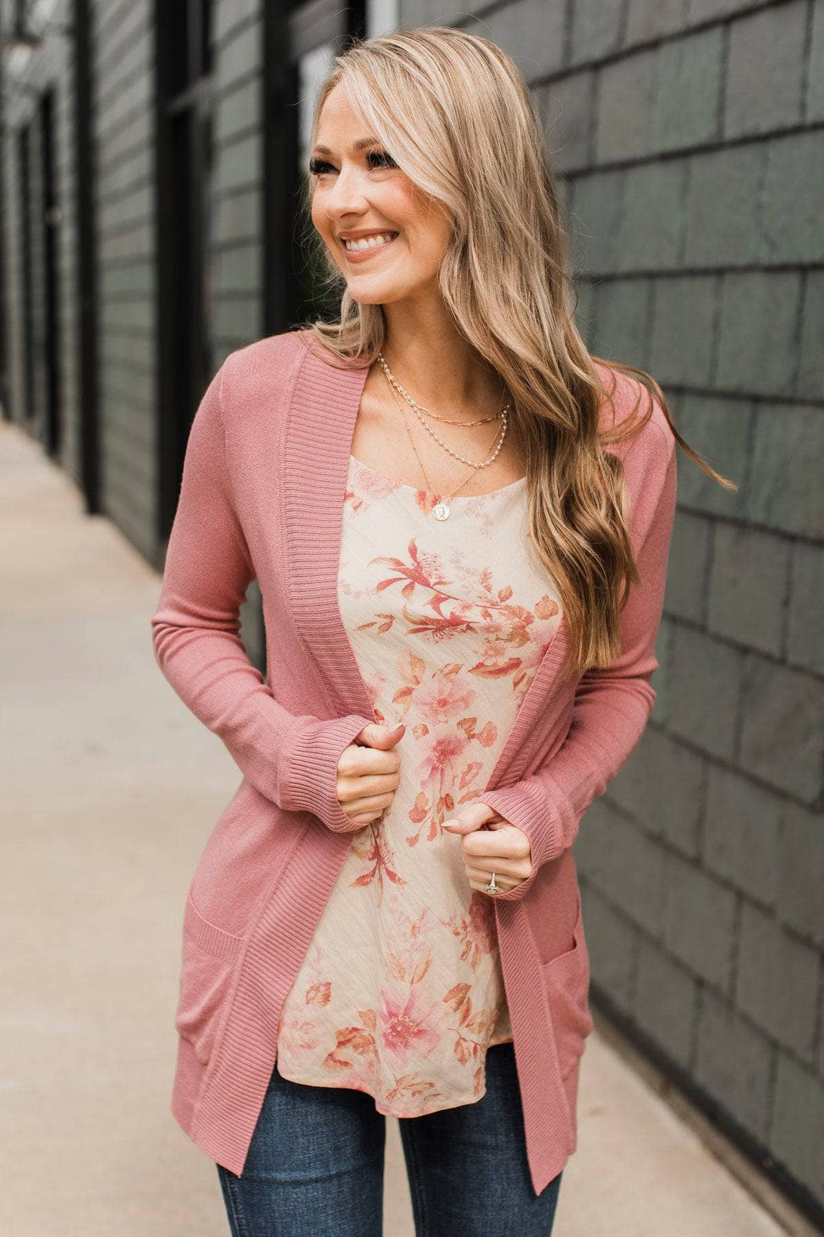 Comfortable With Myself Knit Cardigan- Dusty Pink
