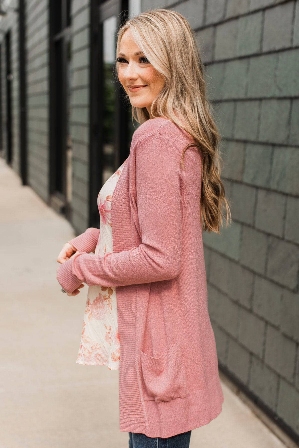 Comfortable With Myself Knit Cardigan- Dusty Pink