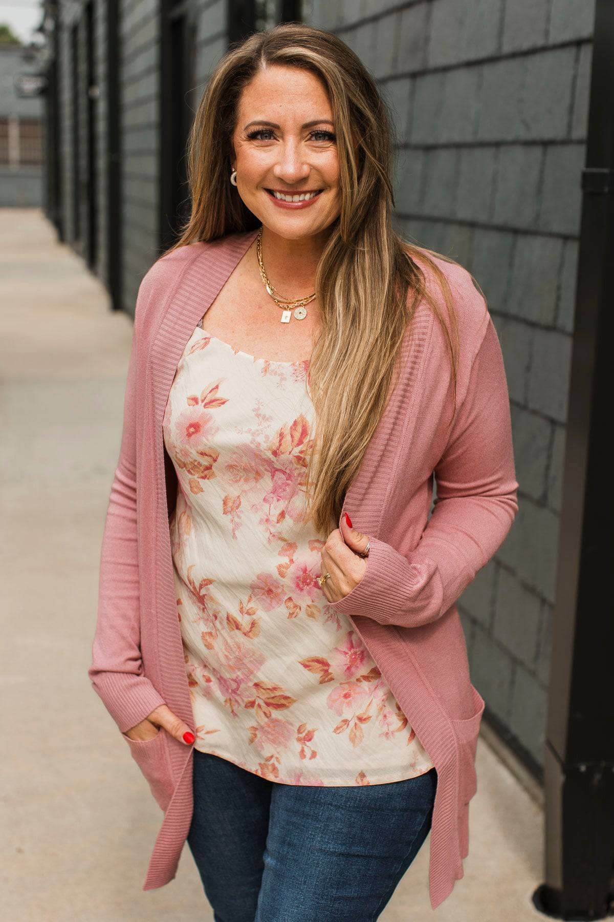 Comfortable With Myself Knit Cardigan- Dusty Pink