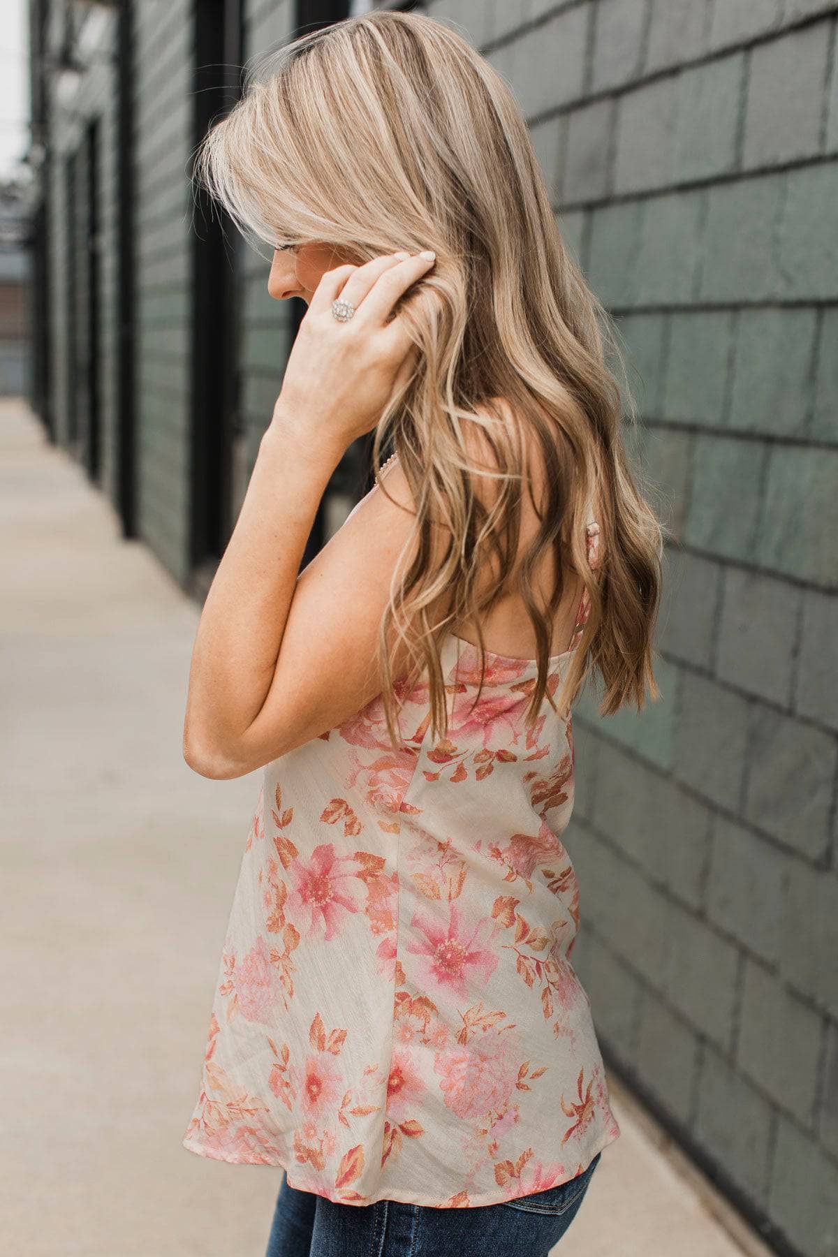 Sunshine In My Heart Floral Tank Top- Ivory & Peach