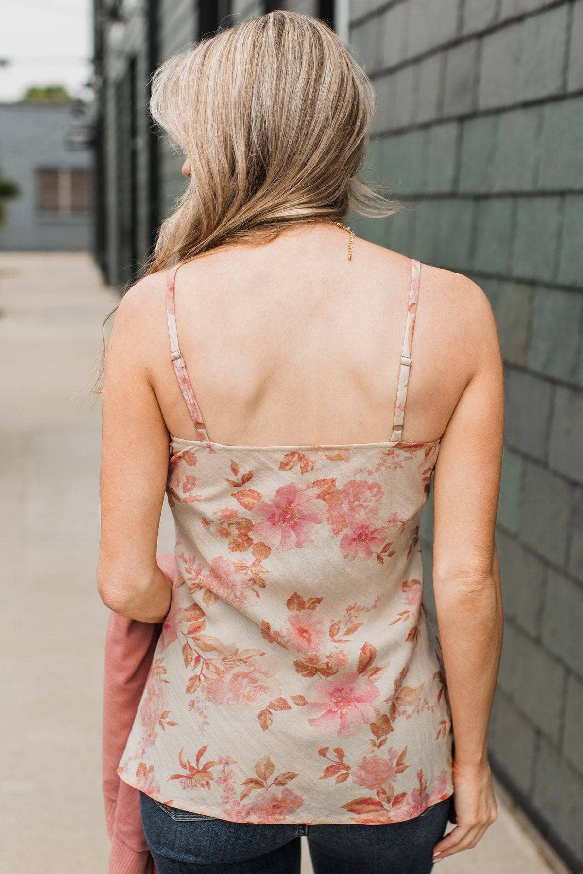 Sunshine In My Heart Floral Tank Top- Ivory & Peach