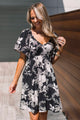 Stay For The View Floral Mini Dress- Black