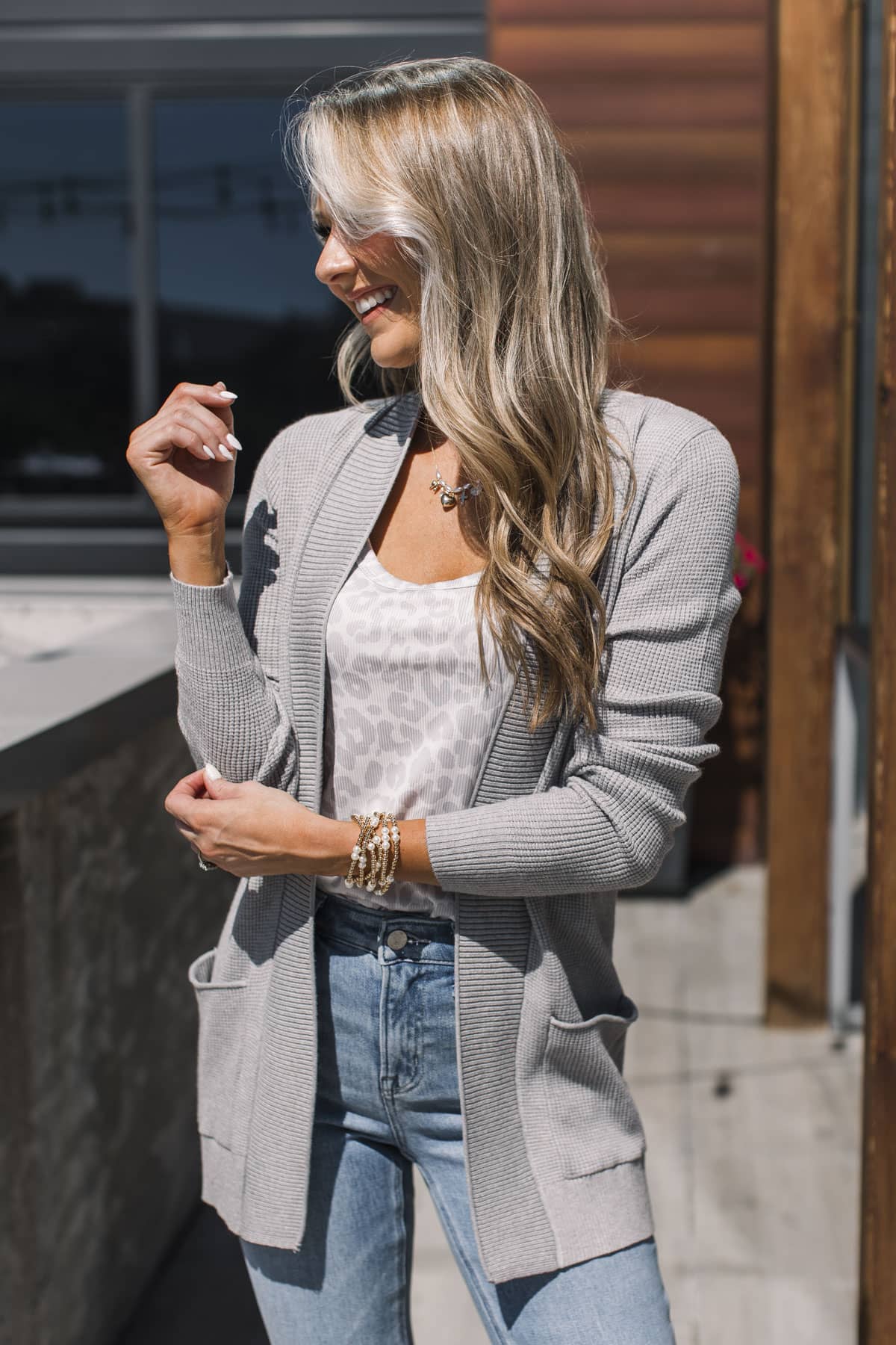 Feeling The Love Knit Cardigan- Heather Grey