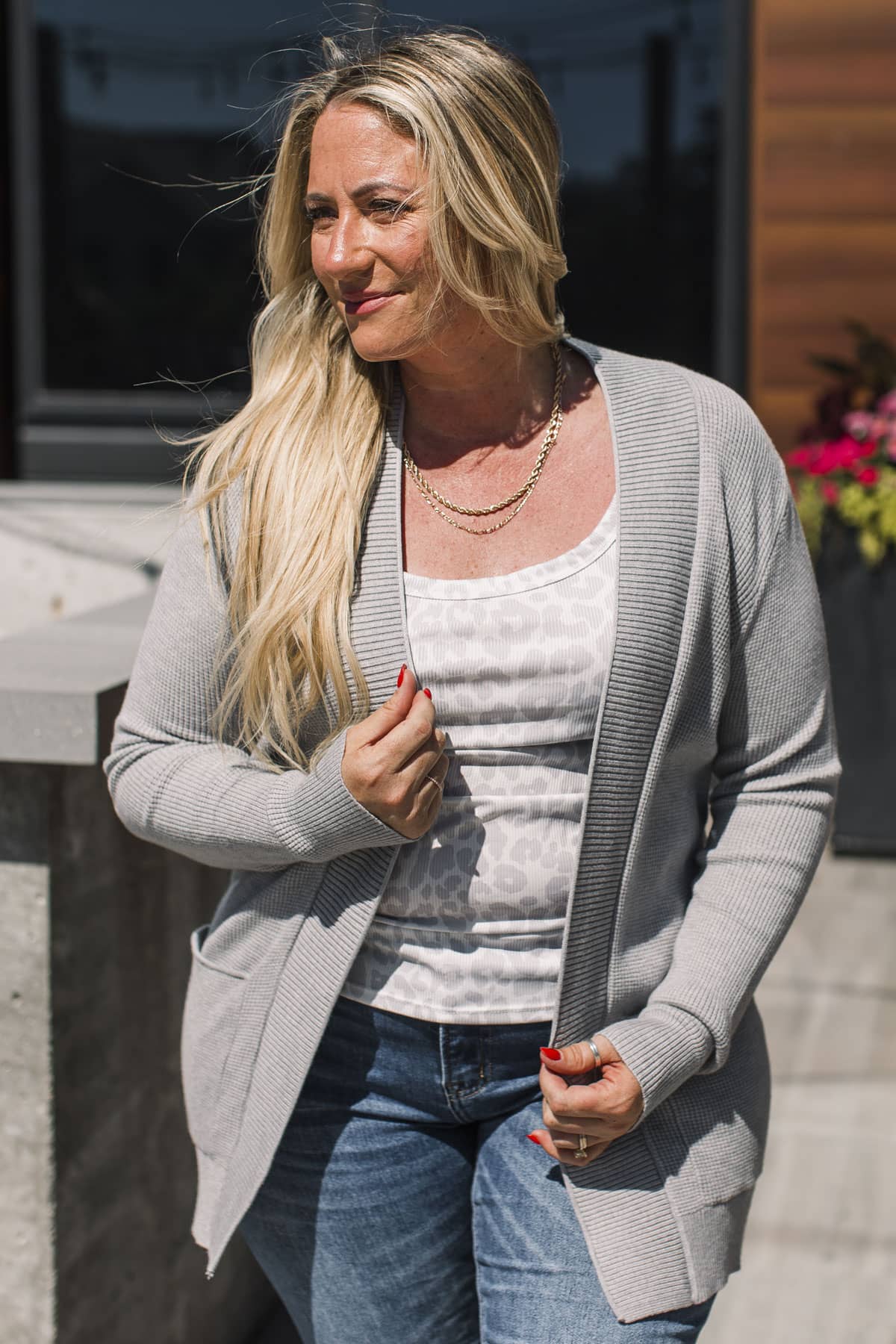 Feeling The Love Knit Cardigan- Heather Grey