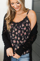Elegance In Simplicity Floral Tank Top- Black
