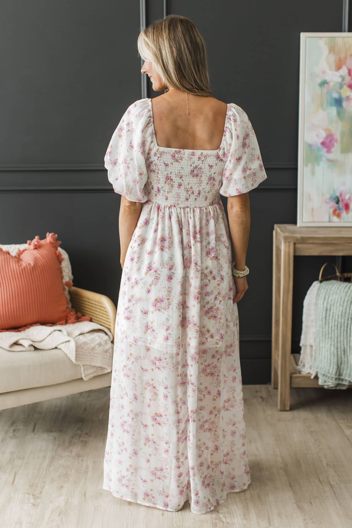 Blooming With Love Layered Floral Maxi Dress- Ivory & Pink Blooming With Love Layered Floral Maxi Dress- Ivory & Pink