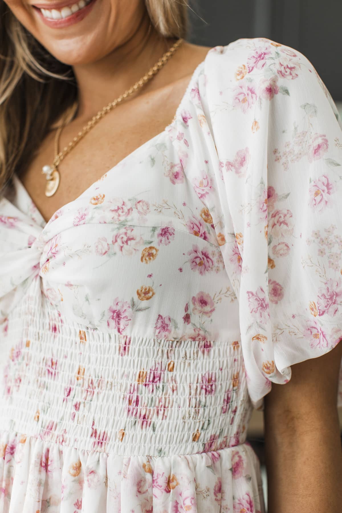 layered floral maxi dress The Arnella Tiered Floral Maxi Dress in Tan Large