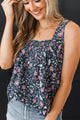 Written in Stone Sleeveless Floral Blouse- Navy & Pink