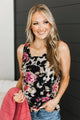 Arms Around Me Floral Tank Top- Black, Ivory, & Mauve