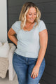 Lovely Impressions Lace Trimmed Cap Sleeve Top- Powder Blue