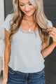 Lovely Impressions Lace Trimmed Cap Sleeve Top- Powder Blue