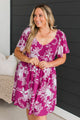 Stay For The View Floral Mini Dress- Magenta