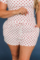 Cozy & Content Polka Dot Lounge Shorts- White & Red