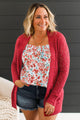 Effortless Perfection Pointelle Cardigan- Red