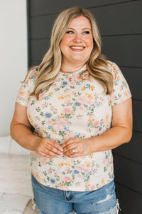 Songs Of Summer Floral Top- Ivory, Pink, & Blue