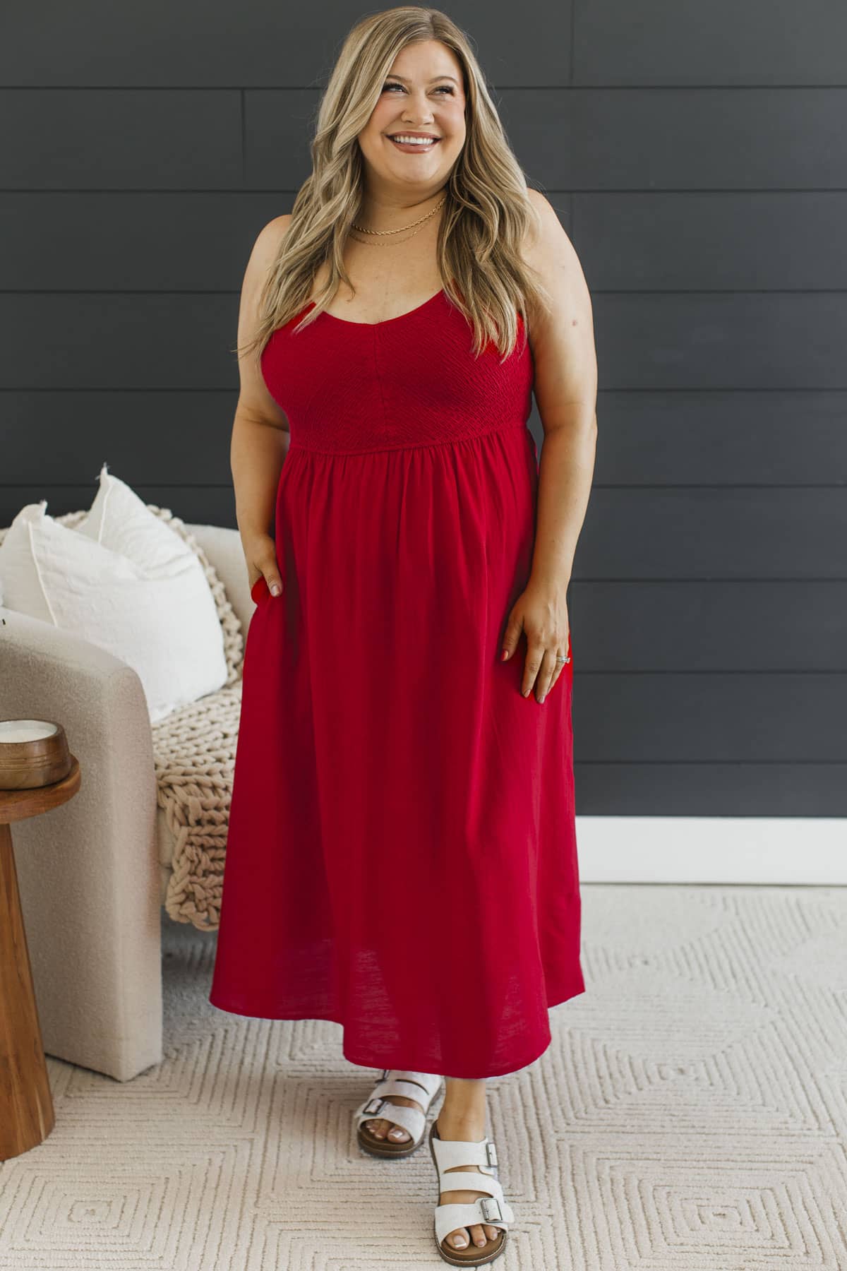red maxi dress plus size Two Hearts One Soul Midi Dress- Red
