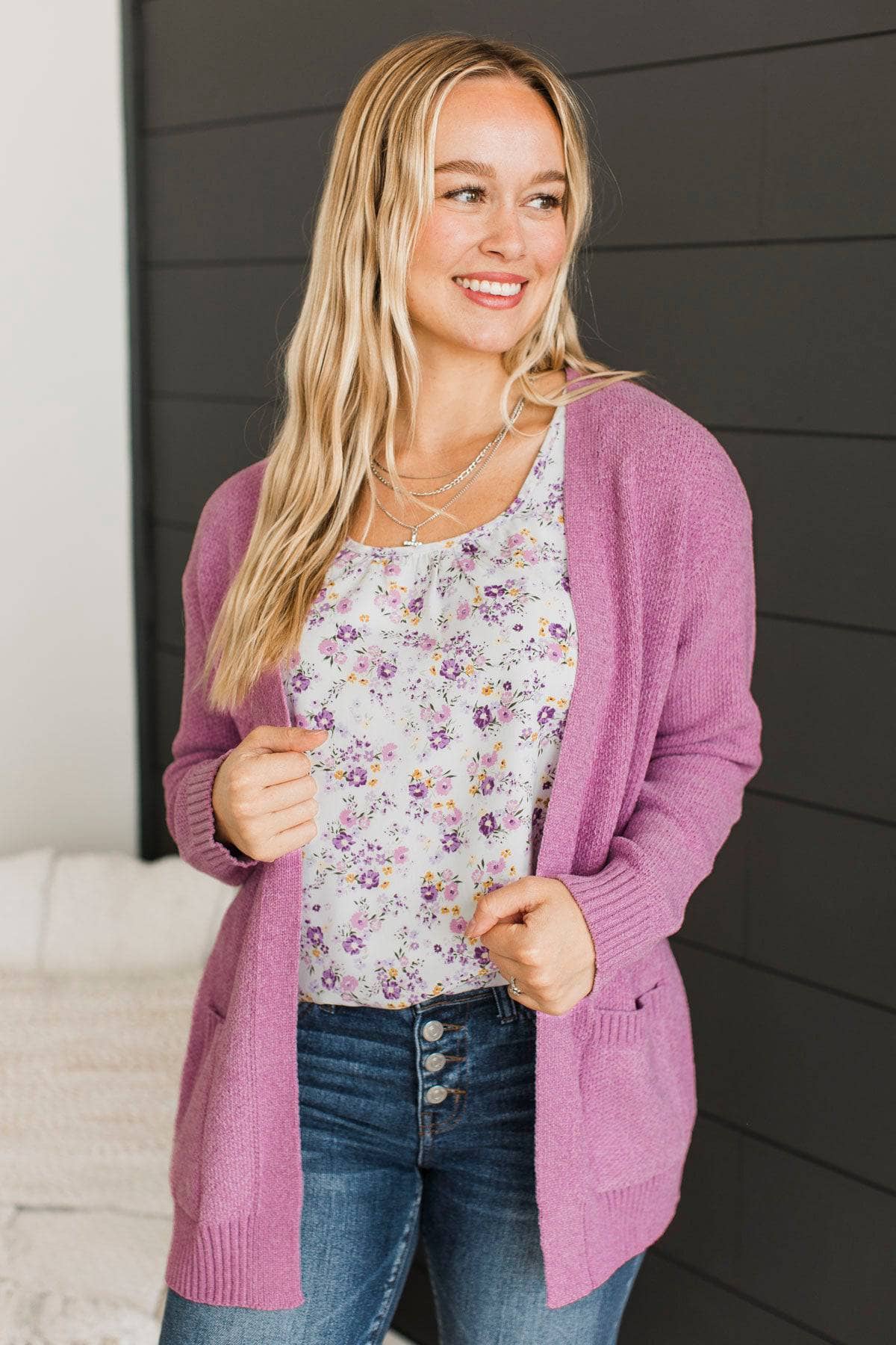 Cuddle Up To You Knit Cardigan- Light Orchid