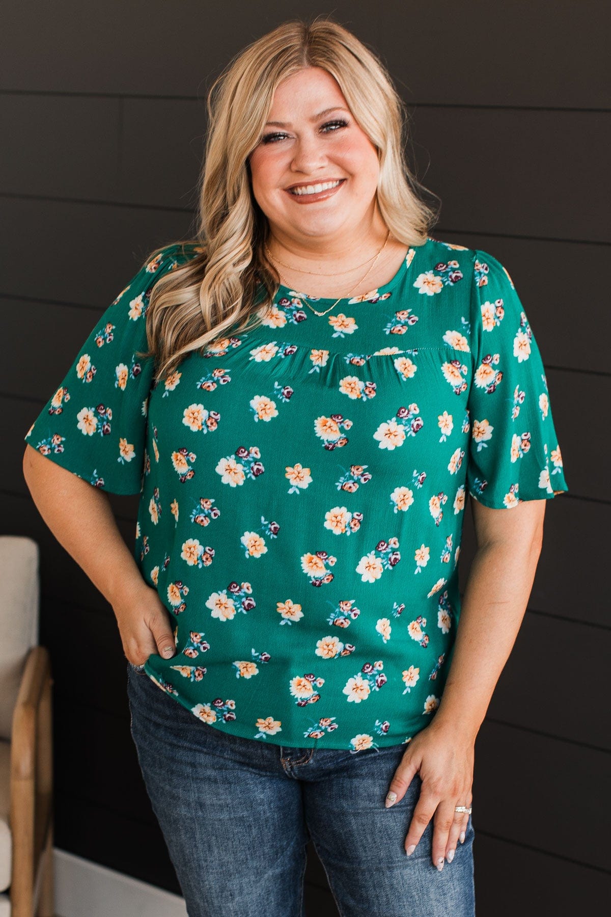Forever Special Floral Blouse- Emerald